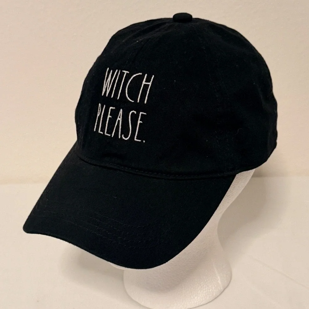 Rae Dunn Baseball Cap Sz OS Black Witch Please Embroidered Halloween Hat